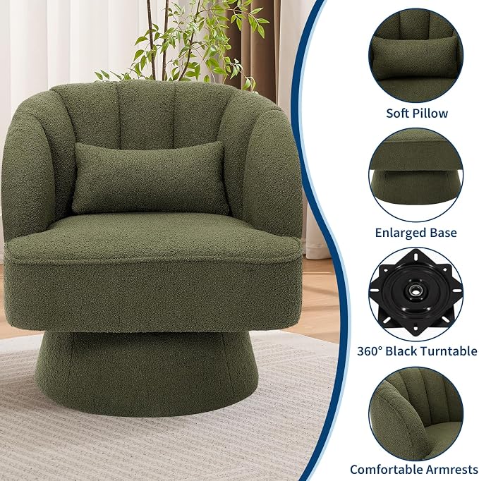Garvee Ultra-Plush Swivel Accent Chair, 360° Barrel Lounge Chair - Image 5