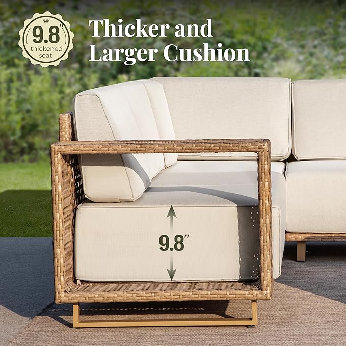 MIXPATIO Patio Sectional Furniture Set, 6 Piece U Shape Patio Couch Wicker Sofa - Image 2