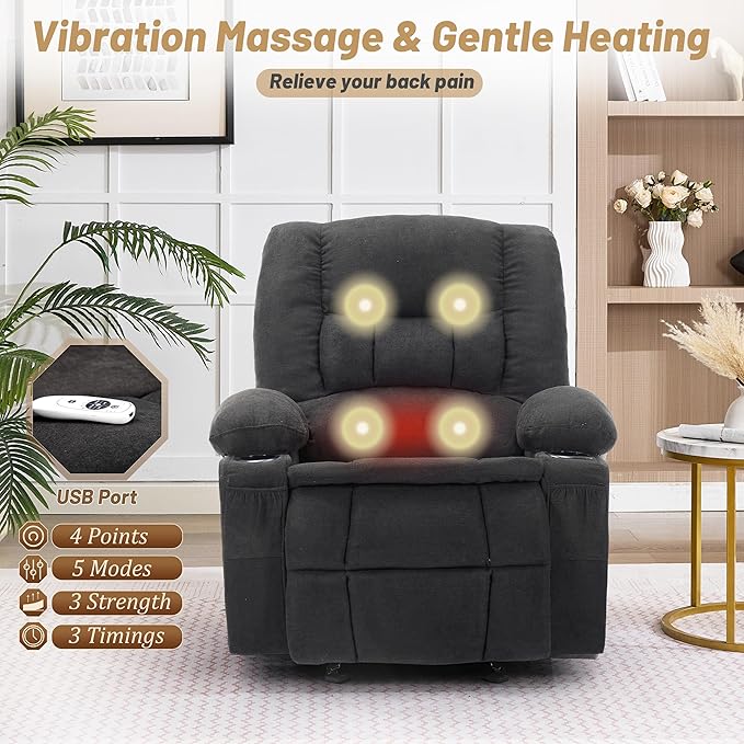 Rocker Recliner Chair with Massage and Heat, Recliner Chair - Image 3