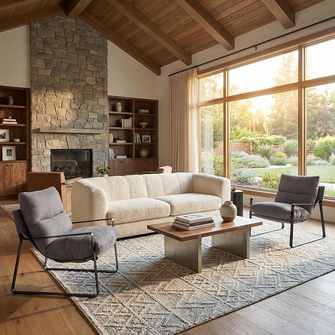 LukeAlon Modern Linen Accent Armchair, Upholstered Living Room Chair - Image 8