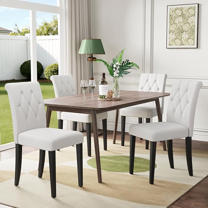 Welzona Upholstered Dining Chairs Set of 2, Modern Button Tufted Parsons Design - Image 3