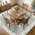 RELEANY Area Rugs Square 7ft Washable Non-Slip, Floral Vintage Distress Print by RELEANY