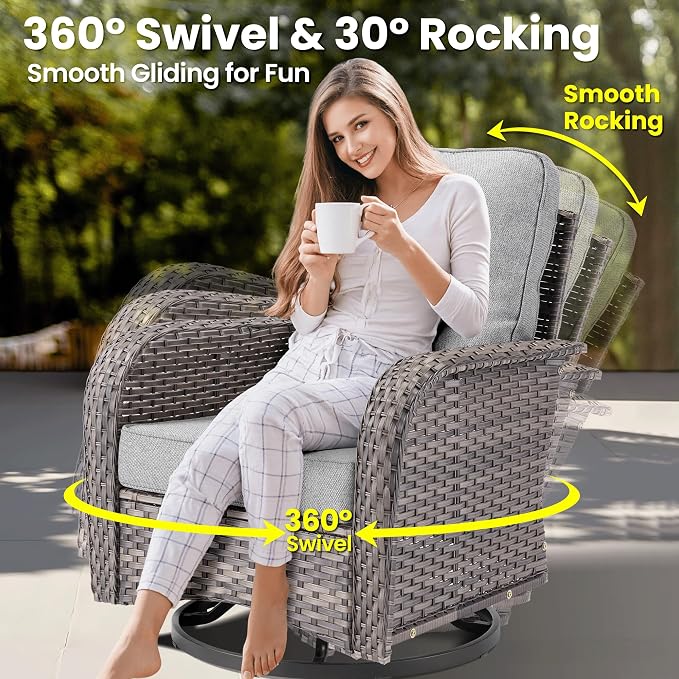 ovios 6 Pieces Patio Furniture Set, Outdoor Wicker Sofa Couch - Image 4