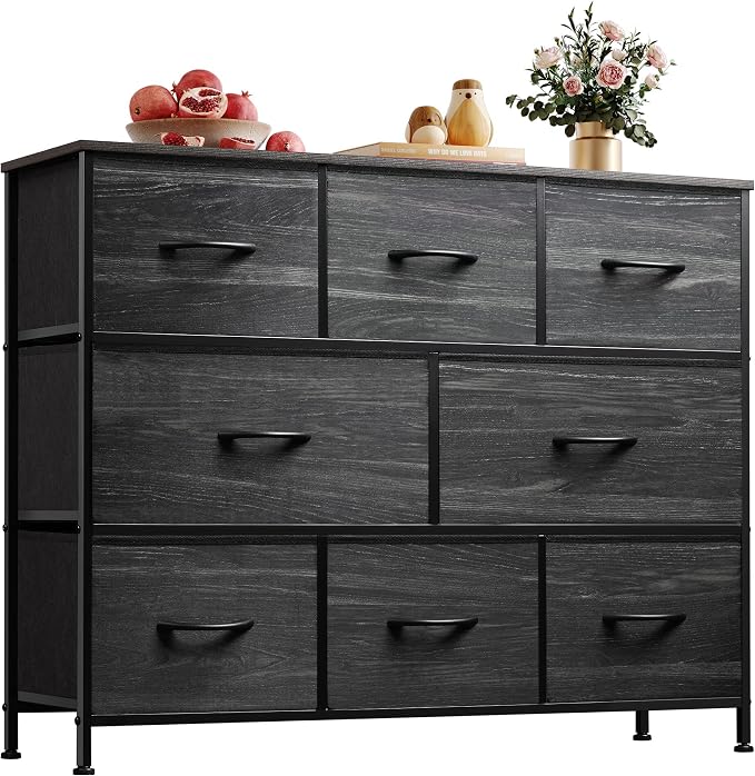 WLIVE 8 Drawer Dresser for Bedroom, Fabric Black Dresser by WLIVE