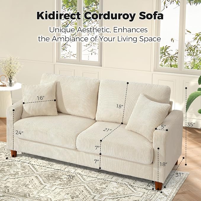 Kidirect 70in L Shaped Couch, Modular Sofa No Tool Assembly, Comfy Sectional - Image 5
