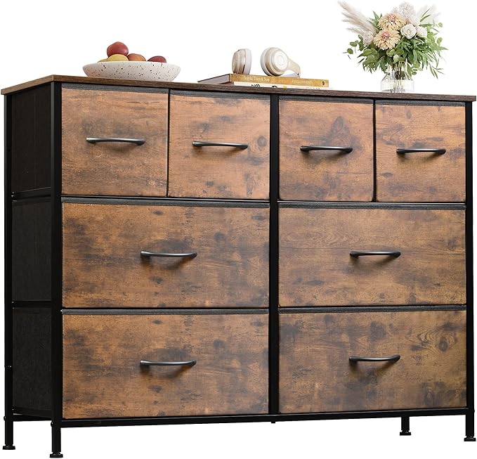 WLIVE Dresser for Bedroom with 8 Drawers, Wide Fabric Dresser for Storage and by WLIVE