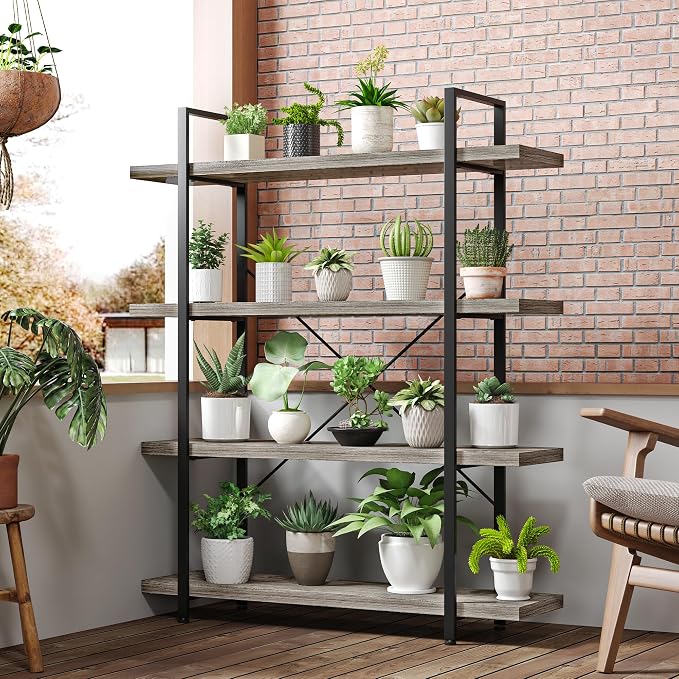 OtterOasis Bookshelf Set of 2, Heavy Duty 4-Tier Industrial Bookcase, 120lbs - Image 7