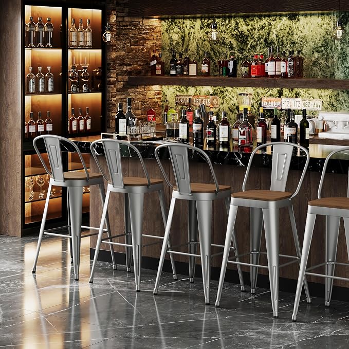 Andeworld Metal Bar Stools Set of 4, 26 inch Counter Height Barstools - Image 5