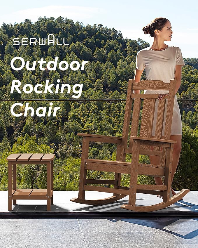 SERWALL Oversized Rocking Chair Set of 4 Outdoor, HDPE Outdoor Rocking Chair - Image 7
