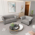 ORRD 2 Piece Living Room Set, Chesterfield Leather Sofa Couch Chair by ORRD