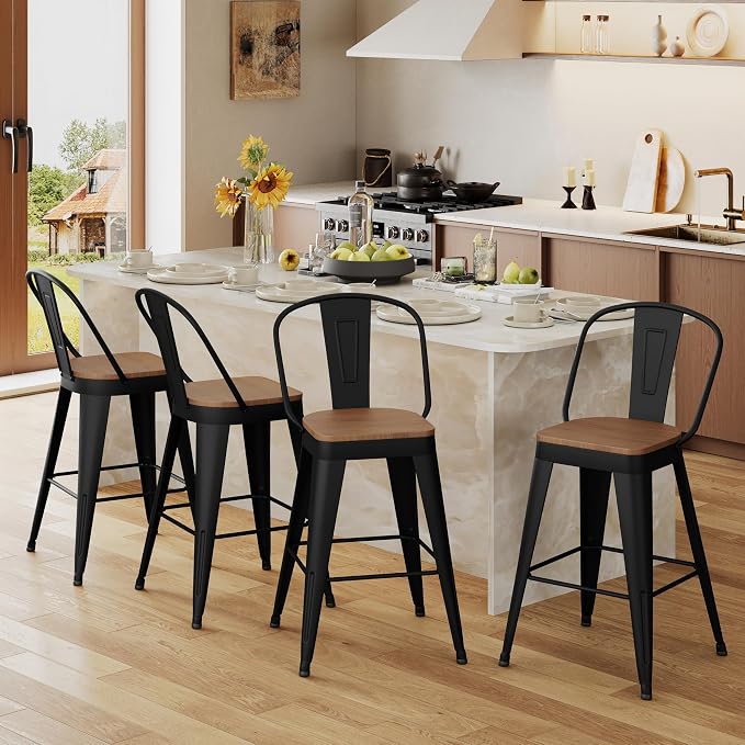 Andeworld Metal Bar Stools Set of 4, 30 inch Bar Height Barstools - Image 5