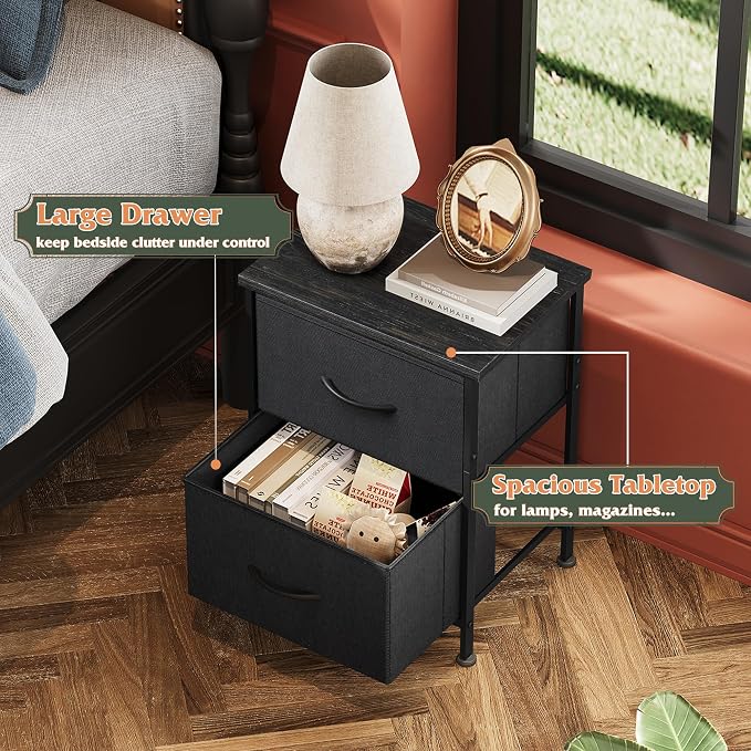 WLIVE Black Night Stand, Small Dresser - Image 4