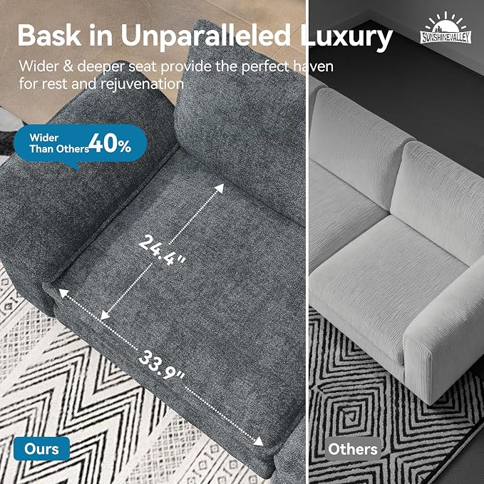SUNSHINE VALLEY 3 Piece Living Room Sofa Furniture Set, Chenille Modular 2 - Image 5