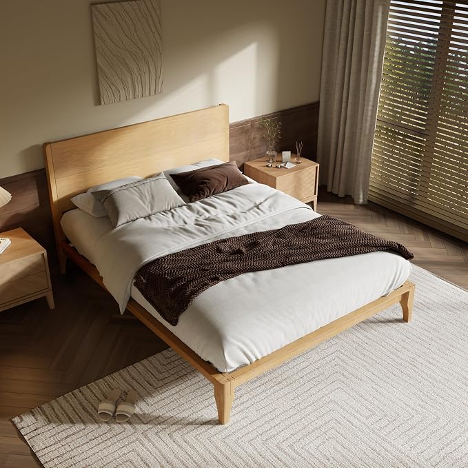 Merax King Size Bamboo Platform Bed, Mid-Century Modern Bed Frame - Image 4
