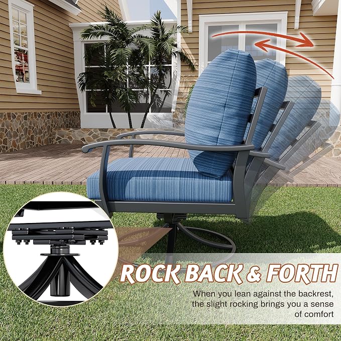 HOMREST Patio Furniture Sets 7 PCS Outdoor Metal Conversation Sets, 360 Degree - Image 3