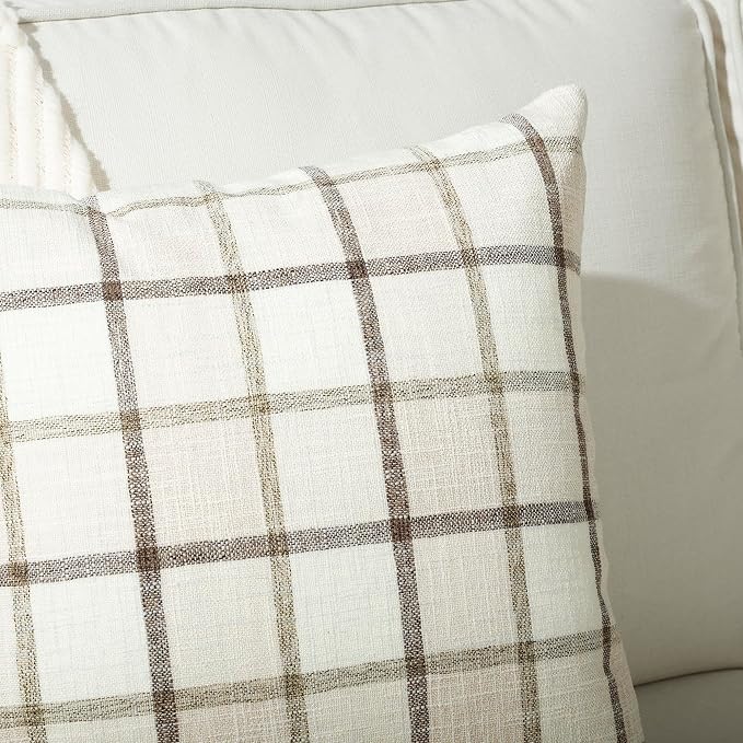 Stellhome Pack of 2 Fall Lumbar Linen Buffalo Check Throw Pillow Covers Autumn - Image 4