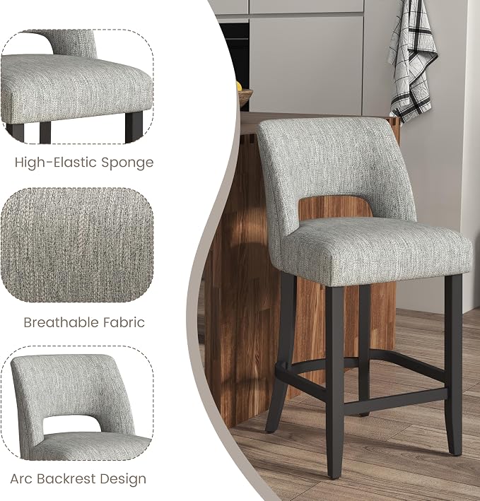 VKNOW Bar Stools Set of 4, Modern Counter Stools - Image 9