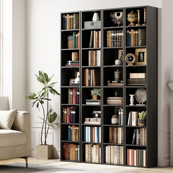 IRONCK Tall Narrow Bookshelf 8 Tiers 71in Set of 2, Compact Corner Bookcase - Image 4
