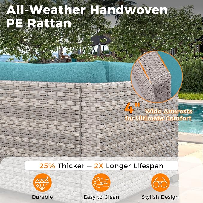 14-Seat Outdoor Wicker Patio Furniture Set - Image 4