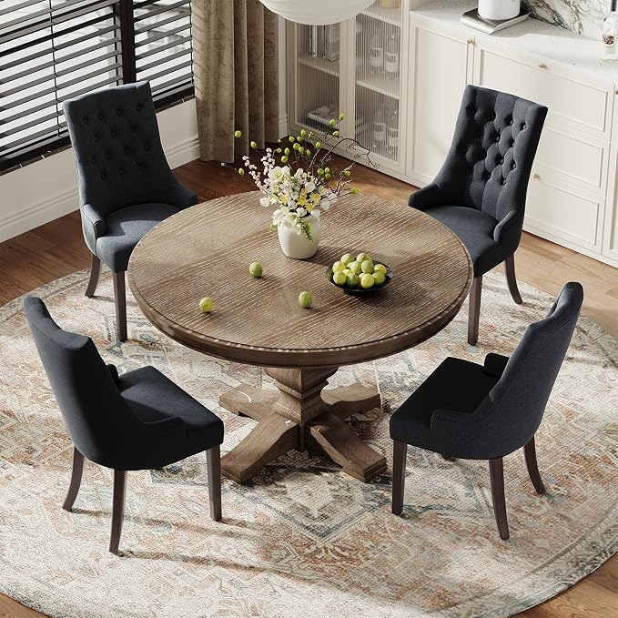 COLAMY Fabric Side Dining Chairs Set of 4, Wingback Upholstered Dining Room - Image 3