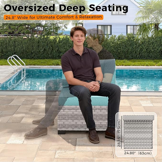 6-Seat Modern Outdoor Wicker Rattan Patio Furniture Set - Image 5