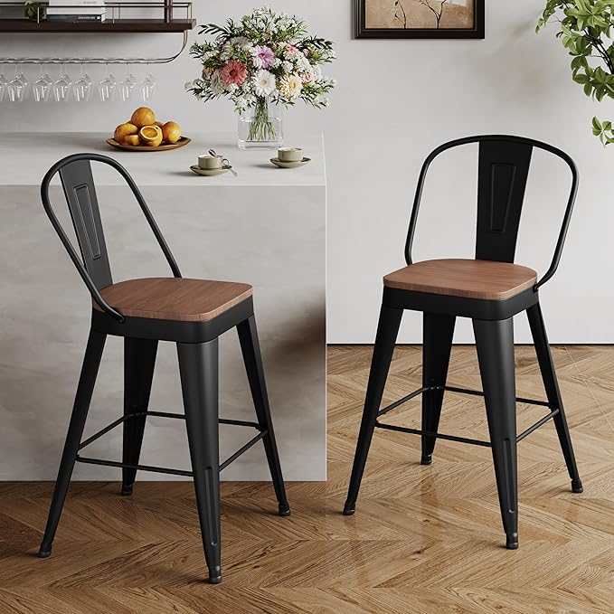 Andeworld Metal Bar Stools Set of 2, 26 inch Counter Height Barstools by Andeworld