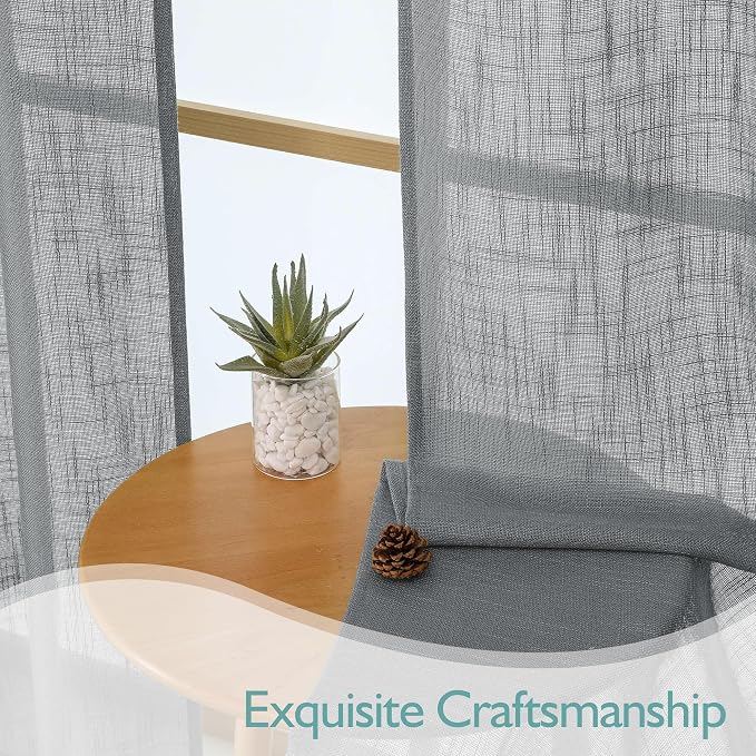 Chyhomenyc Extra Long Charcoal Grey Semi Sheer Curtains 120 Inches Long 2 Panels - Image 6