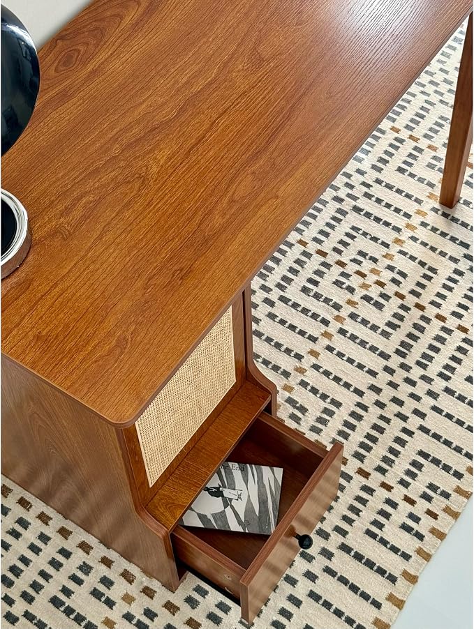 Vintage Style Desk with Storage Space and Drawer, Mid-Century Modern - Image 4