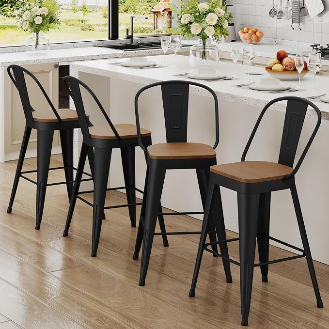 Andeworld Metal Bar Stools Set of 4, 30 inch Bar Height Barstools by Andeworld