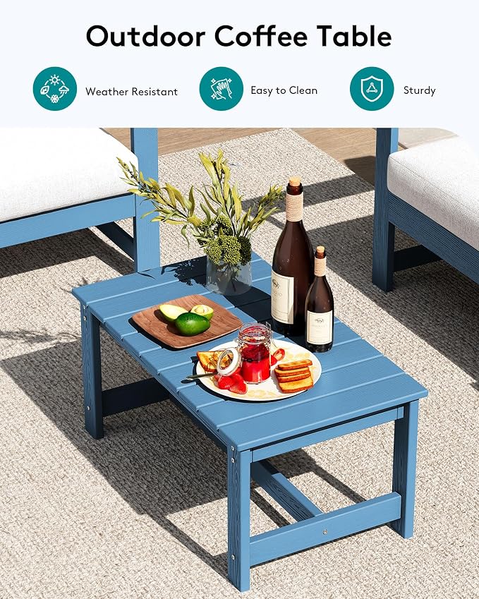SERWALL 4 Pieces HDPE Outdoor Sofa Set - Image 6