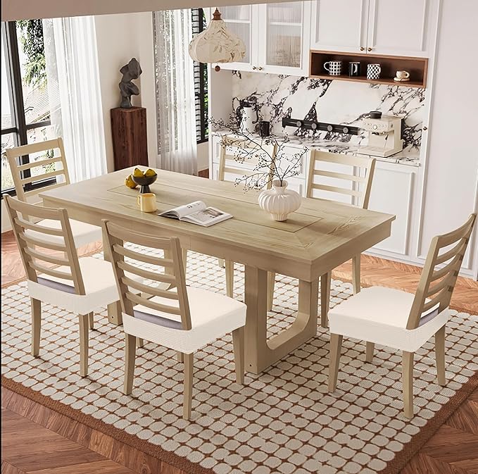 Smiry Waterproof Seat Covers for Dining Room Chairs Set of 8, Stretch Jacquard - Image 8