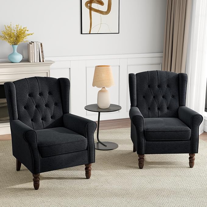 Mid-Century Modern 2-Piece Wingback Chair Set - Image 6